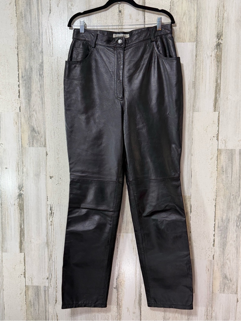 Leather Pants Black Straight Leg Leather Pants Plus Size Lined High Rise